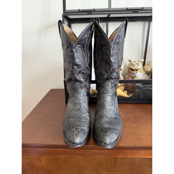 Dan Post USA Made Cowboy Boots Mens 9.5 D Black Gray Elephant Print Snip Toe main image 11